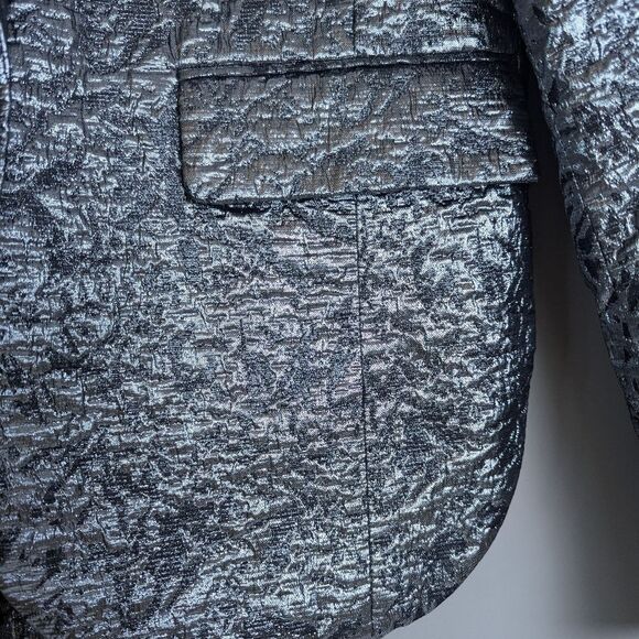 Zadig & Voltaire Vistar Jac Metallic Suit – Silver Foil Blazer + Pants Sz 34/2US - Picture 4 of 16
